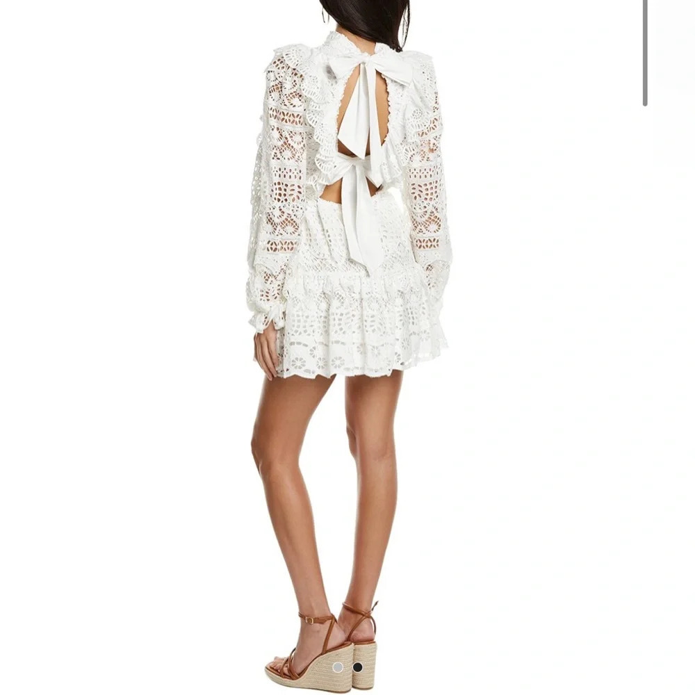 NWT Sea New York Patrizia Lace Open Back Mini Dress in White Size 6 - Picture 9 of 15
